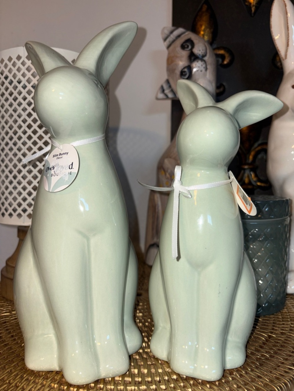 🆕Overjoyed Boutique Light Green Ceramic Bunny Pair